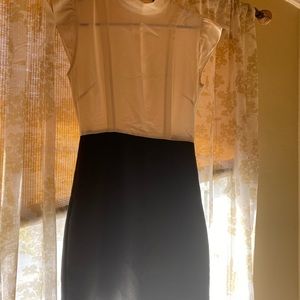 SANDRO mini secretary dress ivory and black size 1